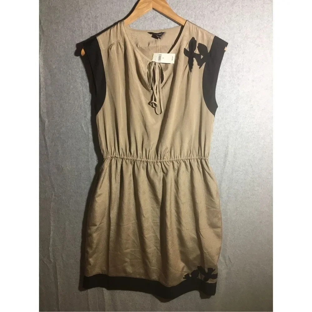 Womens NWT Banana Republic Dress Brown Black Vintage Look Career Office Work